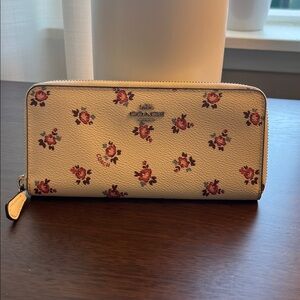 Coach Beige Floral Print Women's Wallet